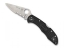 SPYDERCO DELICA 4 THIN RED LINE NOIR SEMI-DENTEE